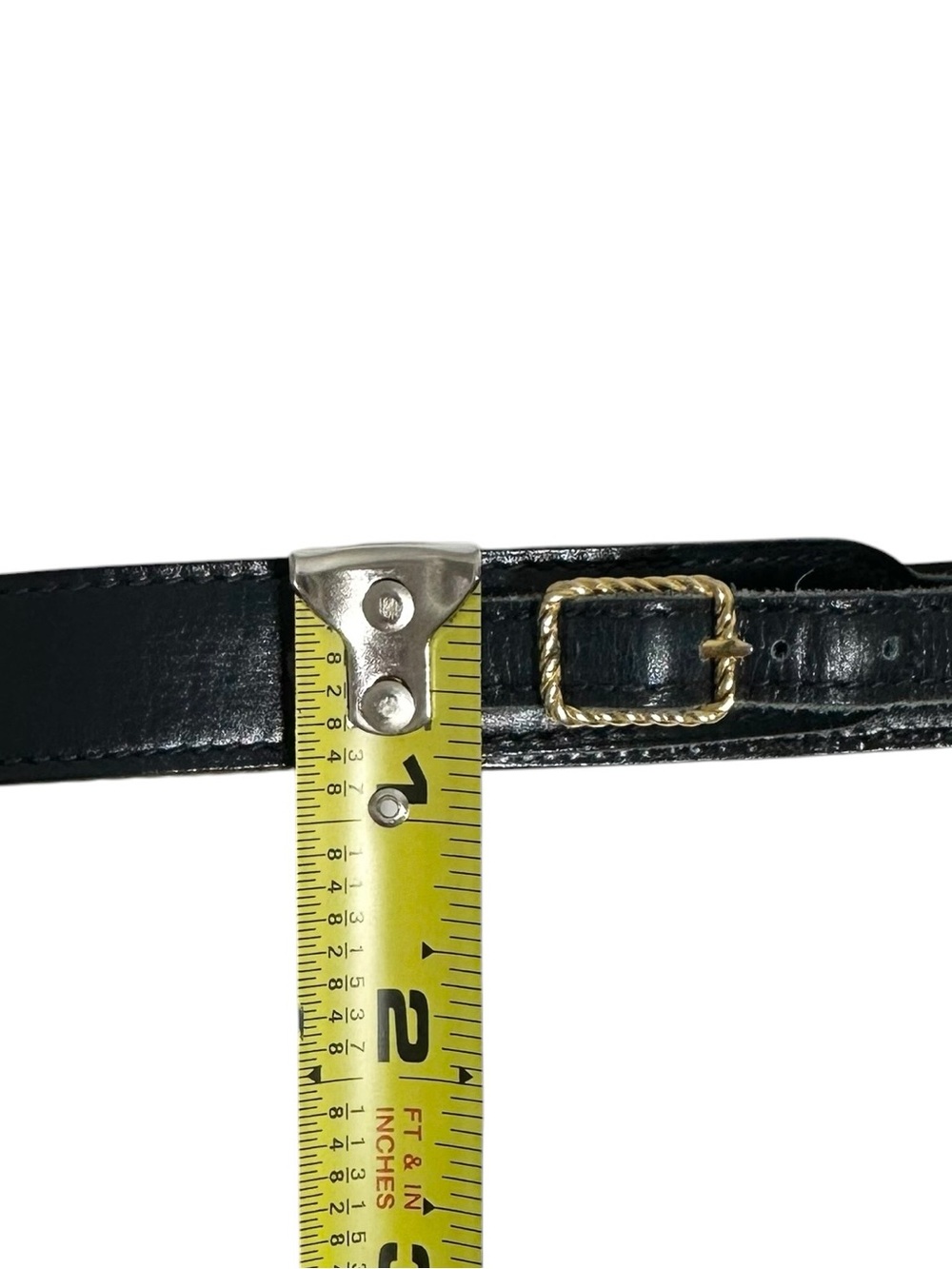 Gucci Gold & Navy Blue Leather Adjustable Vintage Classic Slim Belt Size 72/28 - Picture 14 of 15